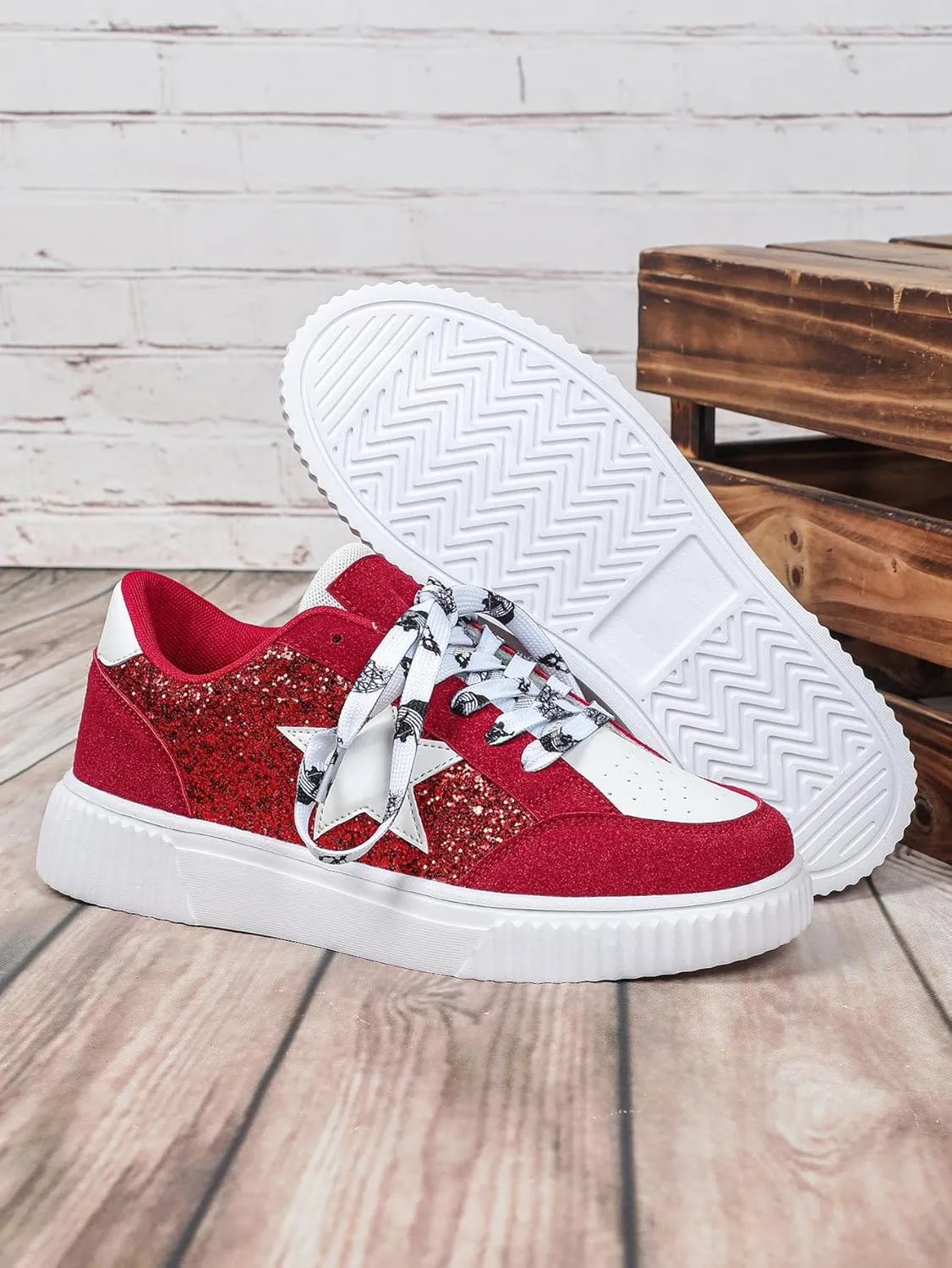 Canvas Glitter Y2K Retro Star Sneakers Comfortable Rubber Sole Shoes for Women Holiday Travel Daily Wear Matching Couple Outfit Aesthetic Star Skate Style