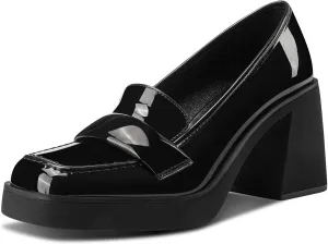 Castamere Womens Chunky Block Mid Heel Close Square Toe Platform Loafers Shoes Casual Office Dress Slip-on Pumps 3.3 Inches Heels