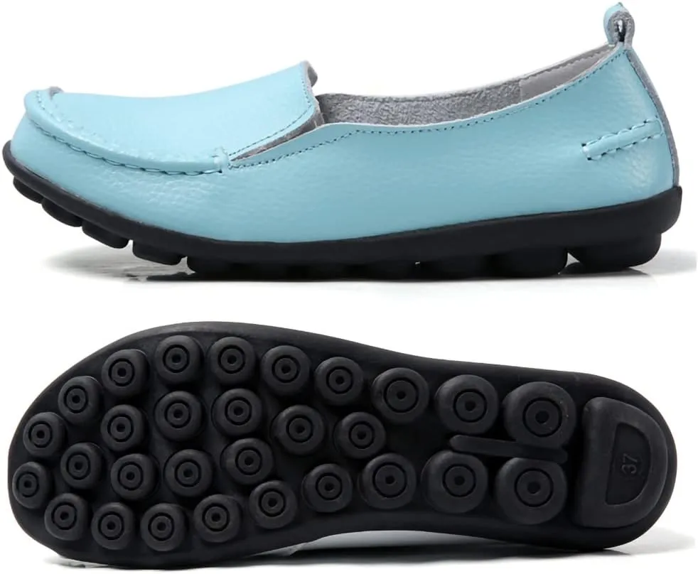 Casual Womens Loafers Shoes Soft Leather Lightweight Classic Penny Slip-on Loafers Outdoor Indooor Walking Driving Moccasins Flats for Womens Nurse Loafers Flats