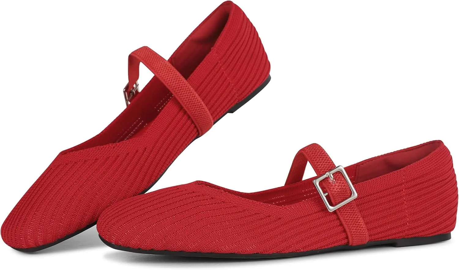 CELNEPHO Flats for Women Square Toe Ballet Flats Shoes Comfortable Dressy Knit Flats for Women Arch Support Slip On Washable Casual Office Shoes