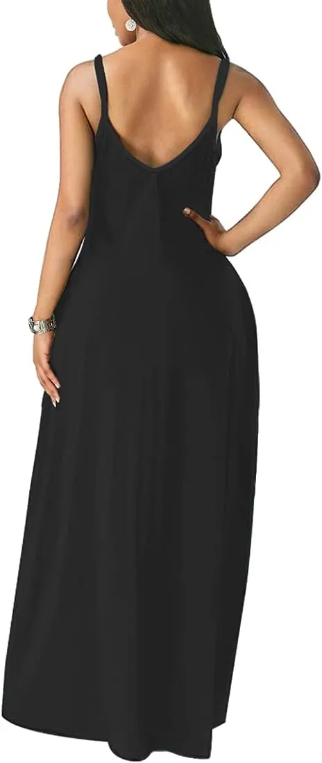 Chaos World Women's Maxi Dress V-Neck Strappy 3D Print Loose Summer Casual Dress