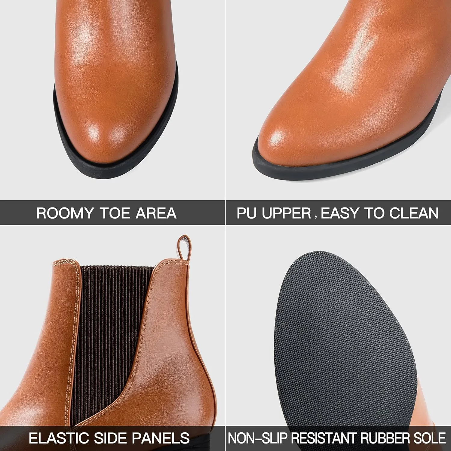COASIS Women's Chelsea Boots Chunky Block Heel Slip On Ankle Booties with Elastic Sided