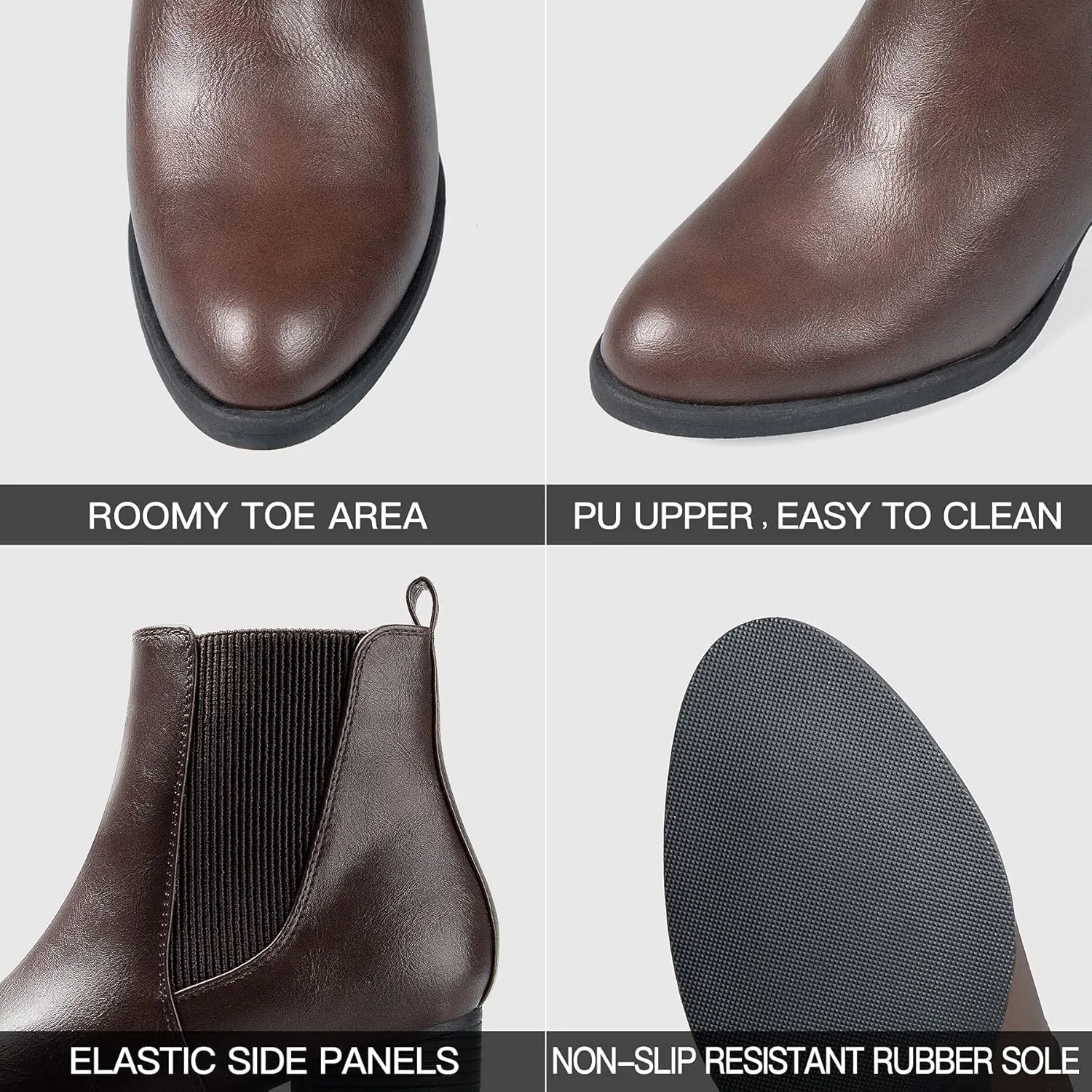 COASIS Women's Chelsea Boots Chunky Block Heel Slip On Ankle Booties with Elastic Sided