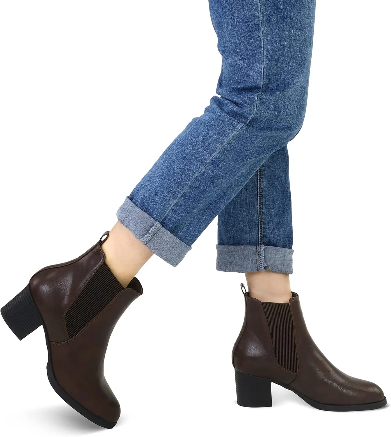 COASIS Women's Chelsea Boots Chunky Block Heel Slip On Ankle Booties with Elastic Sided