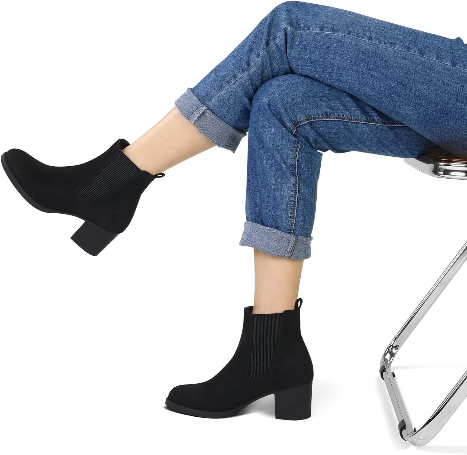 COASIS Women's Chelsea Boots Chunky Block Heel Slip On Ankle Booties with Elastic Sided