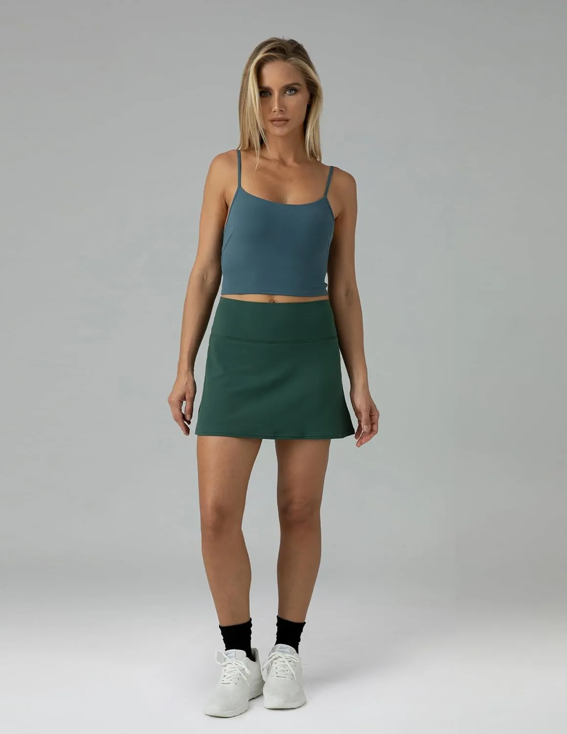 Colorfulkoala Women's Dreamlux Crop Tank Tops with Built in Bra Adjustable Spaghetti Strap Workout Yoga Camisole