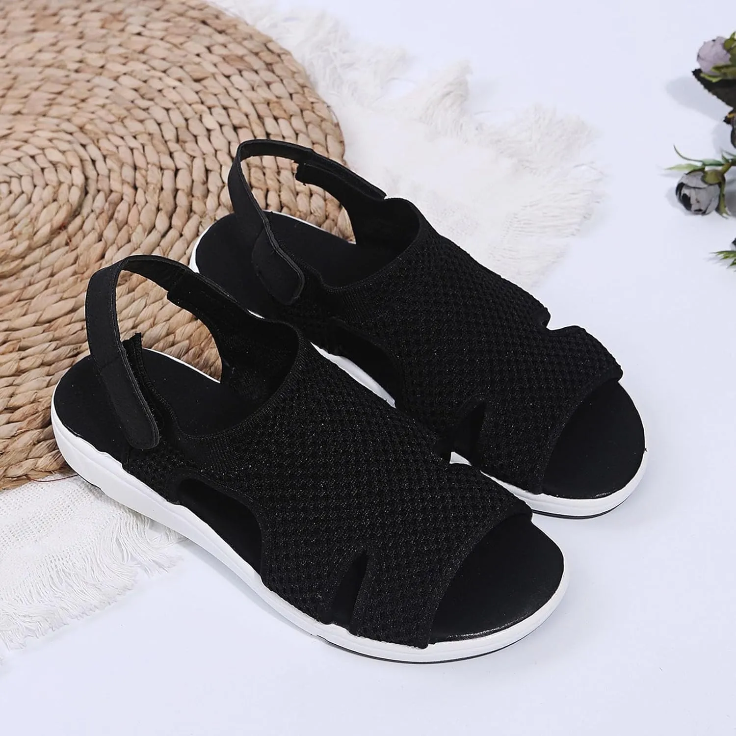 Comfortable Walking Sandals for Women,Orthopedic Sandals for Women Arch Support Hiking Sandals Casual Open Toe Sport Sandals Lightweight Athletic Sandals with Hook and Loop Straps for Beach Vacation