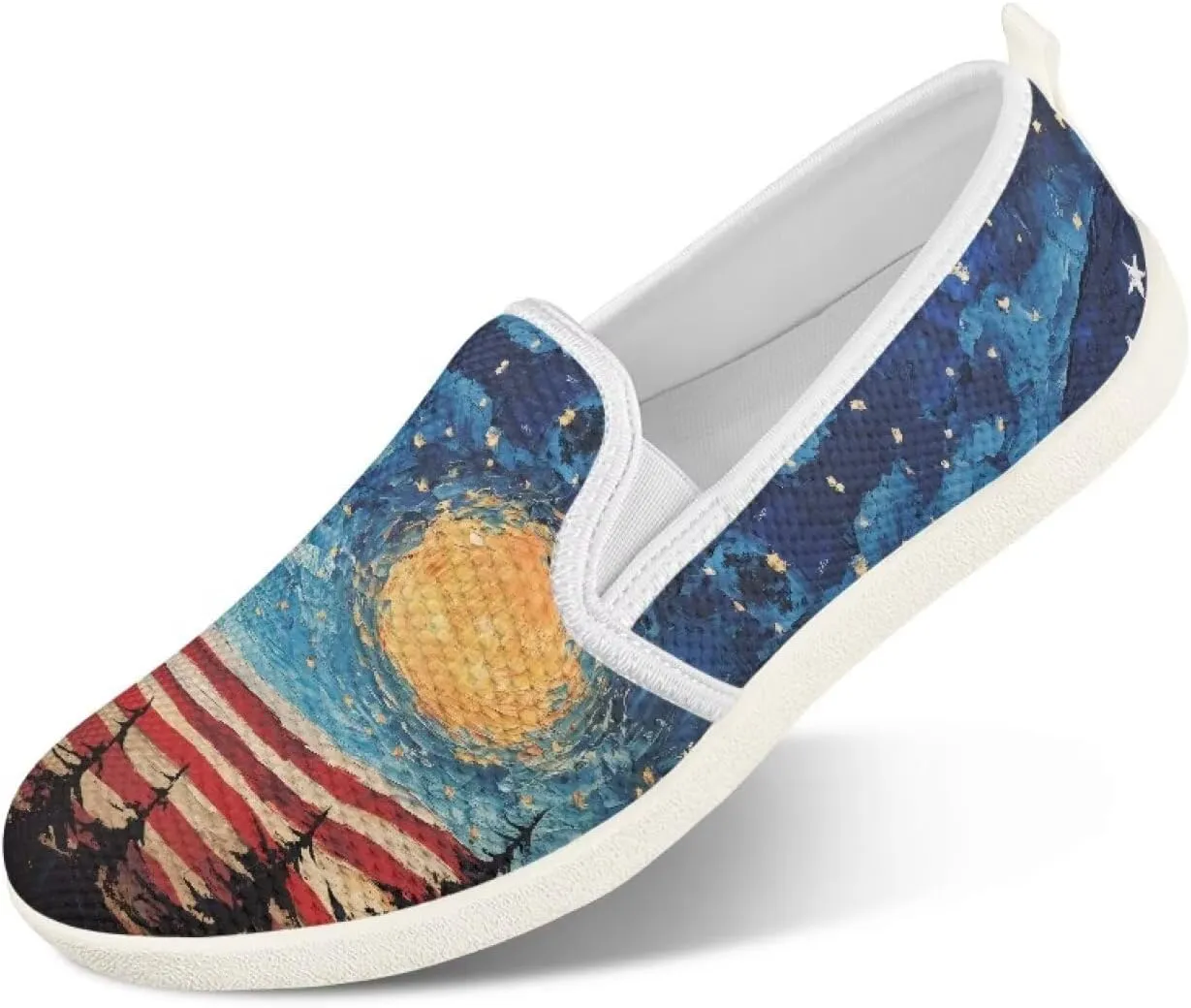 Comfy Womens Flats Shoes Flag Print Casual Shoes for Women Slip On Shoes