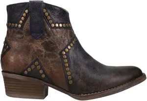 Corral Boots Womens Blue Star Inlay Studded Ankle Zippered Casual Boots Ankle Low Heel 1-2" - Brown