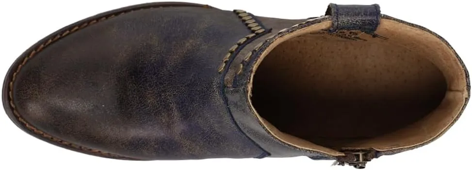 Corral Boots Womens Blue Star Inlay Studded Ankle Zippered Casual Boots Ankle Low Heel 1-2" - Brown