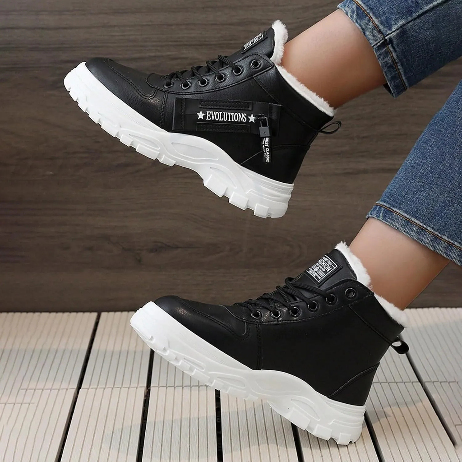 Cotton Shoes Women's Winter Plus Velvet New Versatile Warm High Top Boots Cotton Shoes Winter Shoes Summer Sandals Size 6, 6.5