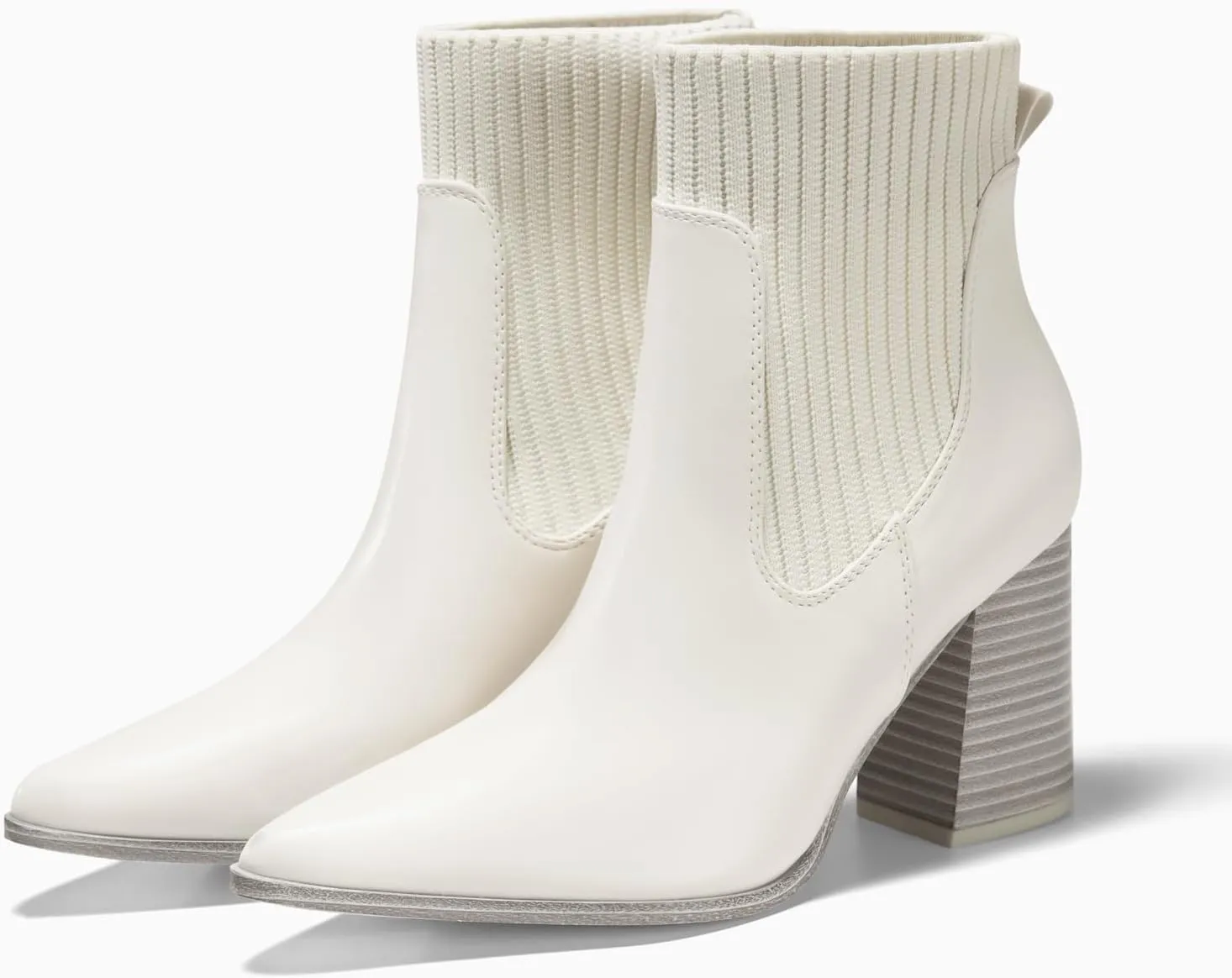 Coutgo Women Ankle Boots Sock Booties Pointed Toe Chunky Stacked High Heel Knit Chelsea Winter Dress Booties