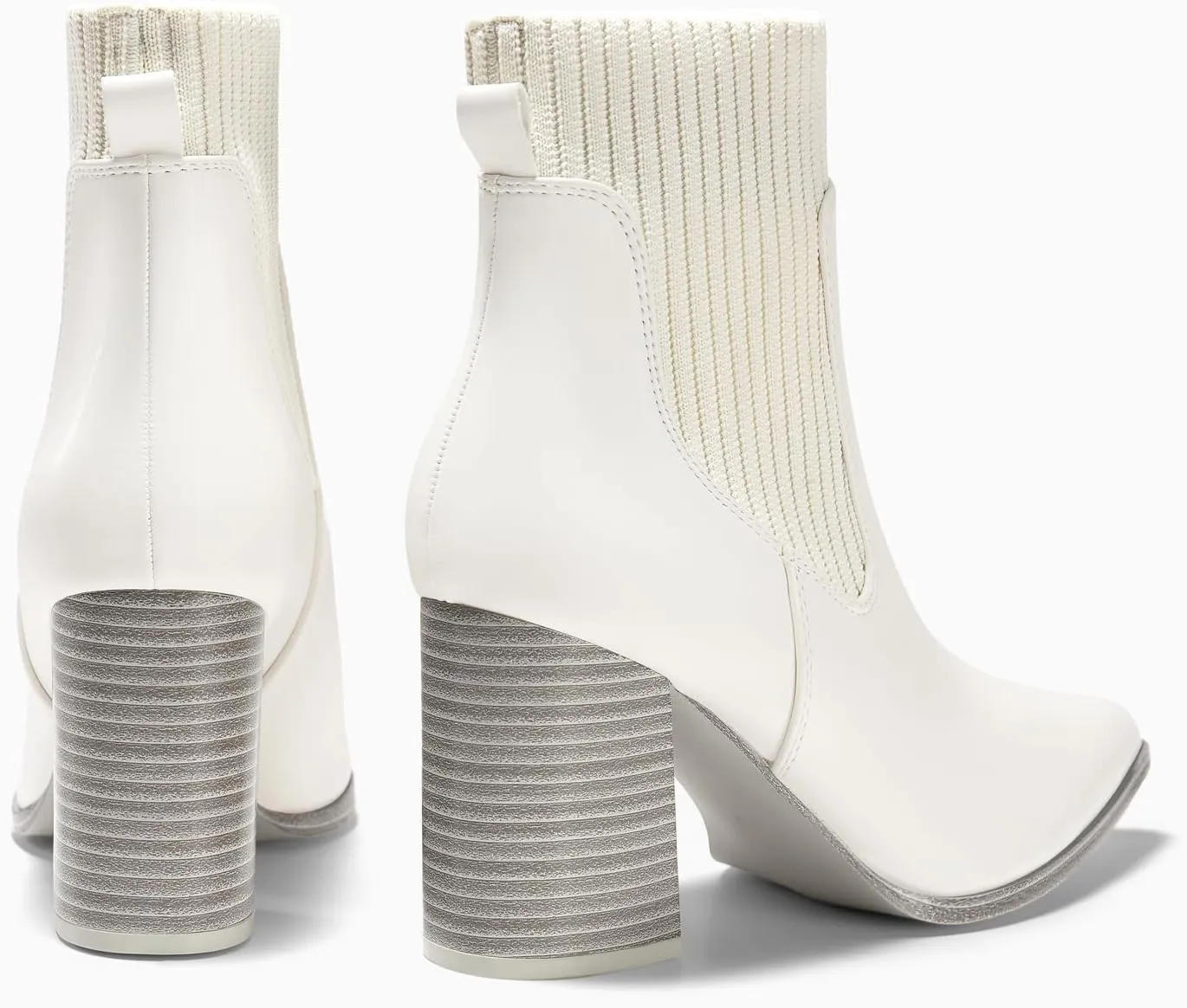 Coutgo Women Ankle Boots Sock Booties Pointed Toe Chunky Stacked High Heel Knit Chelsea Winter Dress Booties