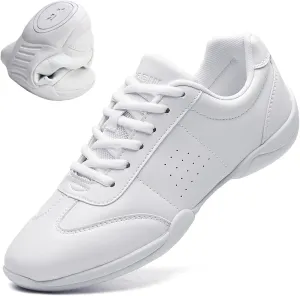 DADAWEN Adult & Youth White Cheerleading Shoe Athletic Sport Dance Shoes Training Competition Tennis Sneakers Cheer Shoes