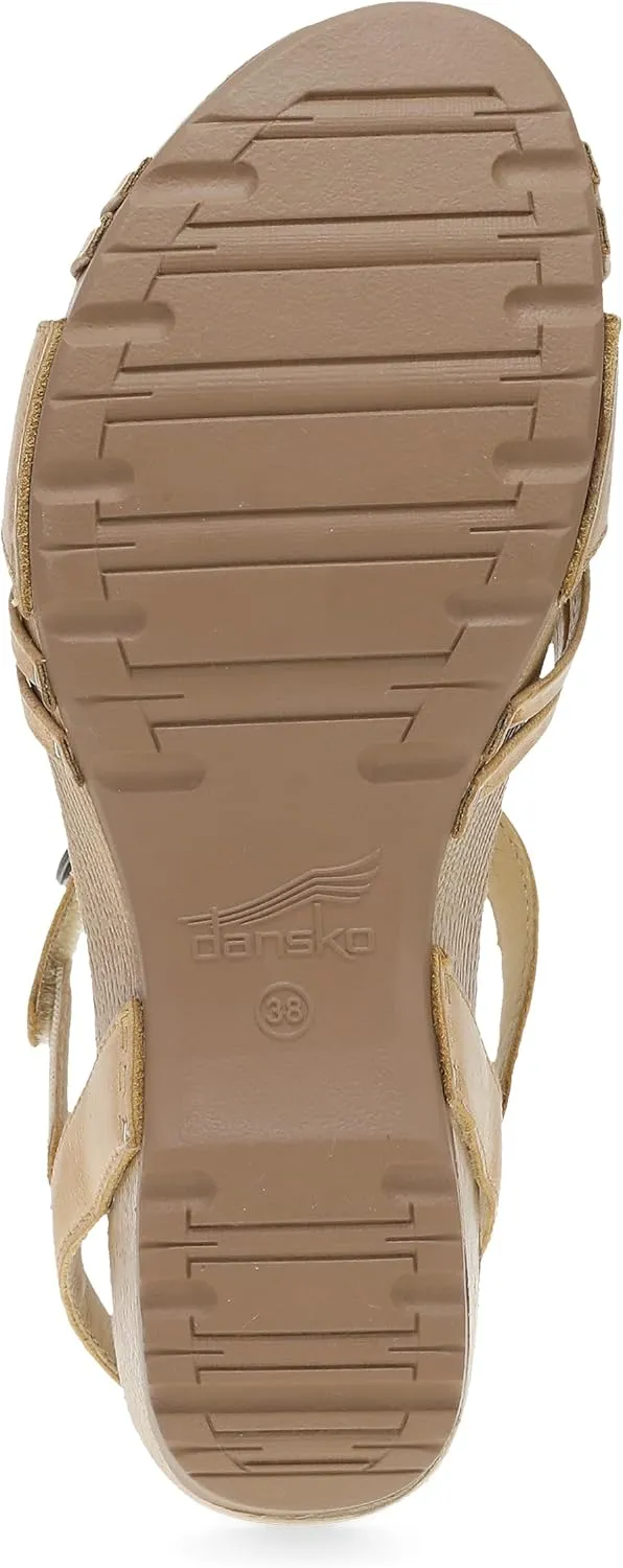 Dansko Tia Fisherman Wedge Sandal for Women - Contoured Footbed for All-Day Comfort and Support – Adjustable Hook & Loop Straps with Buckle Detail