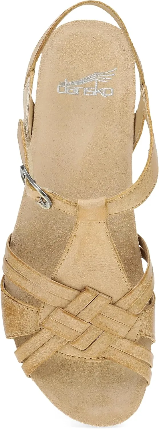 Dansko Tia Fisherman Wedge Sandal for Women - Contoured Footbed for All-Day Comfort and Support – Adjustable Hook & Loop Straps with Buckle Detail