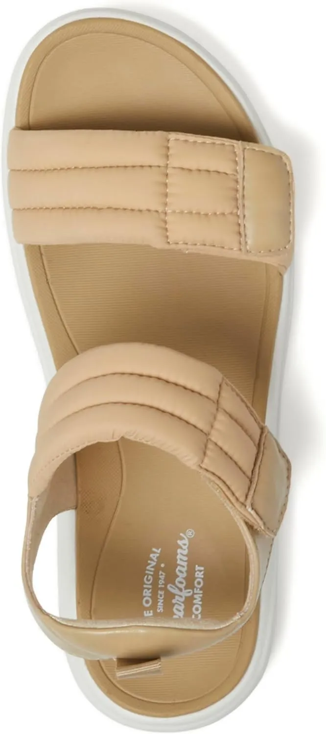 Dearfoams Women's Comfortable Strap Thea Easy on Off Cushioned Lightweight Walking Shoe Sandal Flat