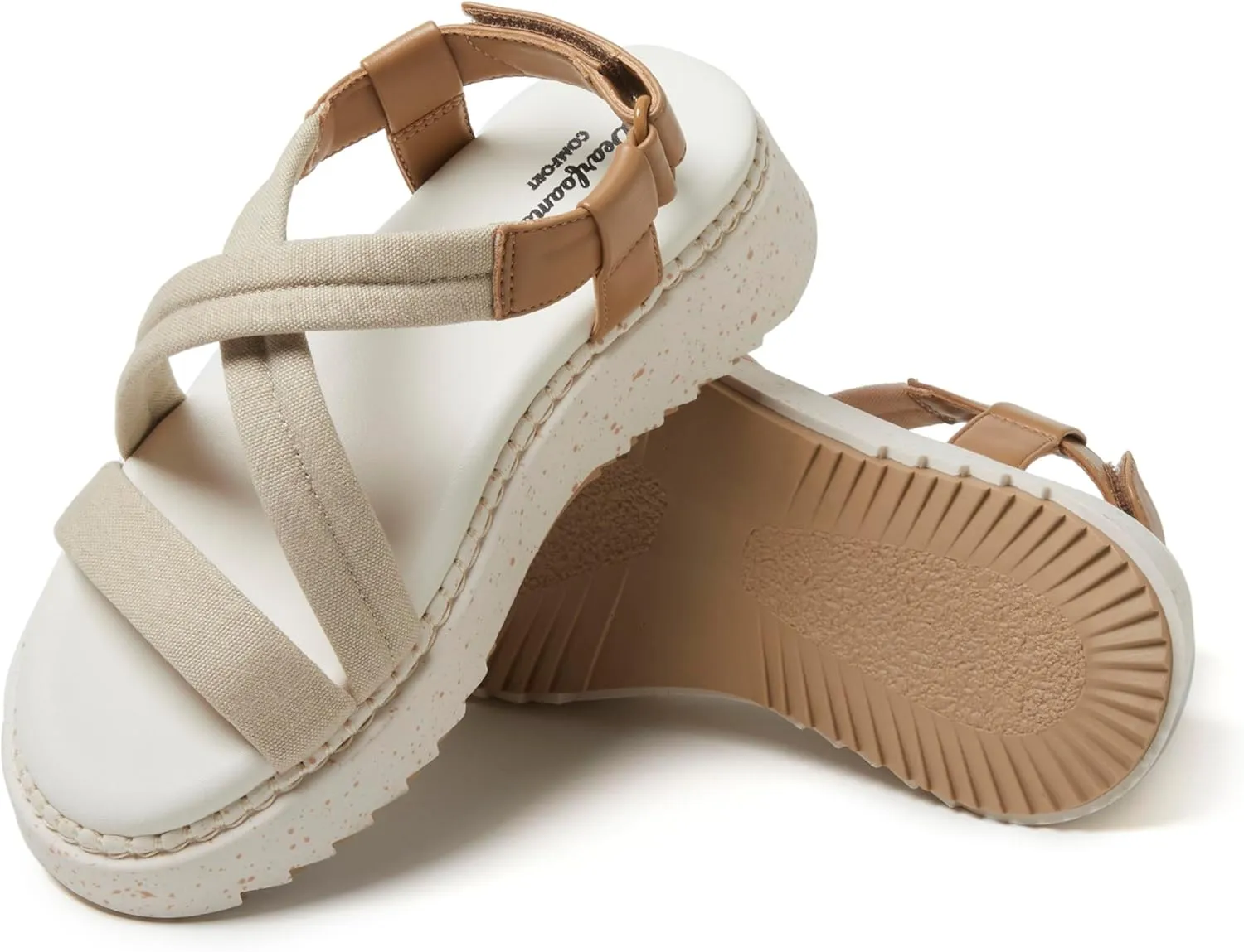 Dearfoams Women's Daylen Comfortable Adjustable Strap Platform Sandal