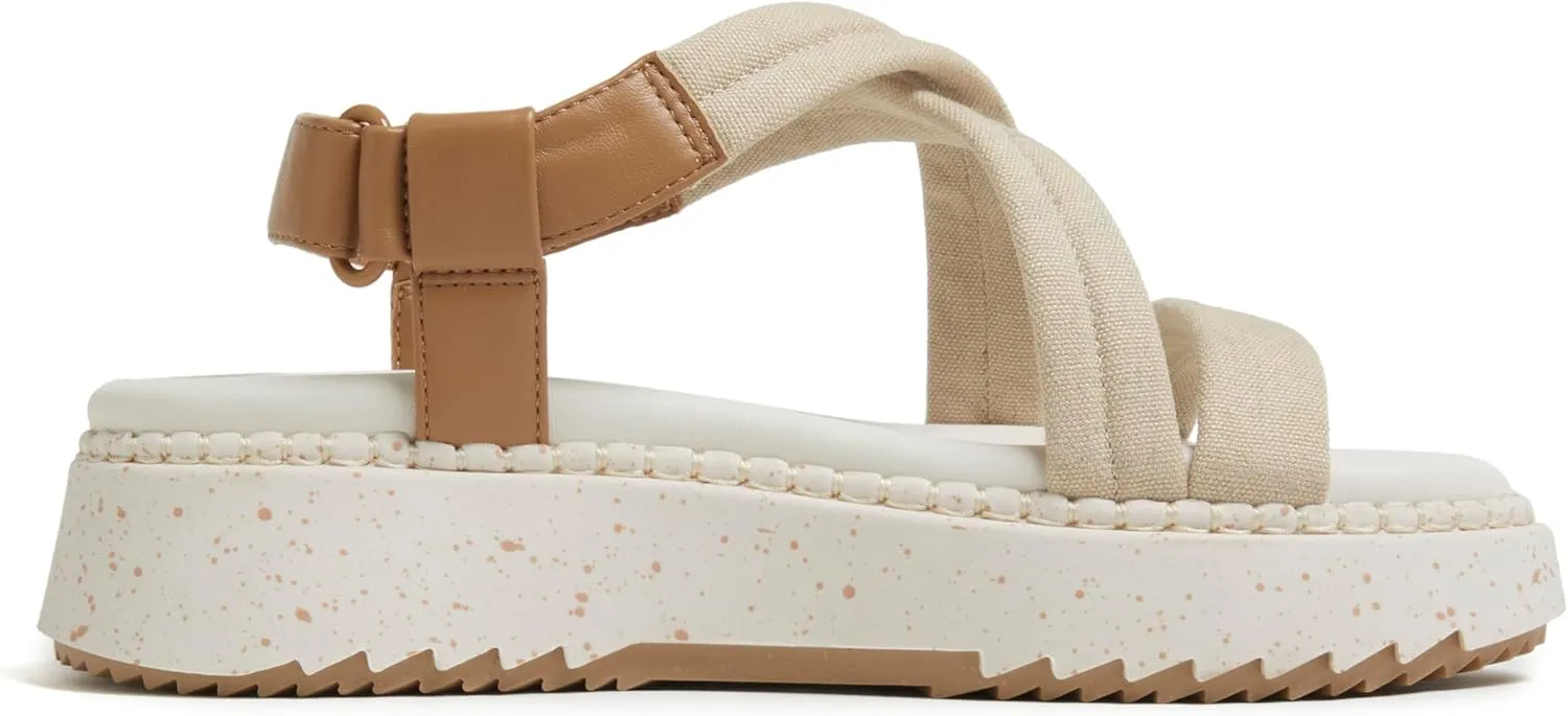 Dearfoams Women's Daylen Comfortable Adjustable Strap Platform Sandal