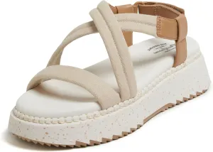 Dearfoams Women's Daylen Comfortable Adjustable Strap Platform Sandal