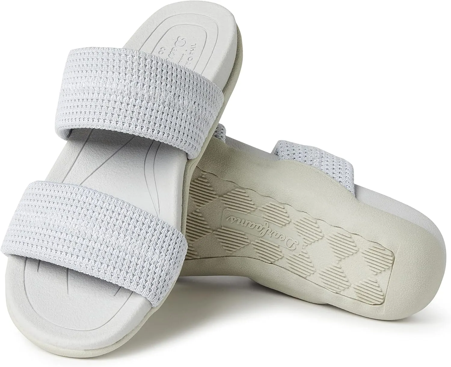 Dearfoams Women's Original Comfort Blair Slip-On Double Band Slide Sandal with Arch Support