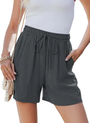 Dokotoo Women's Shorts Casual Flowy High Waisted Comfy Summer Elastic Drawstring Boho Dressy Pockets
