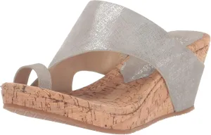 Donald J Pliner Women's Gyer Sandal – Distressed Metallic Leather Upper Wedge