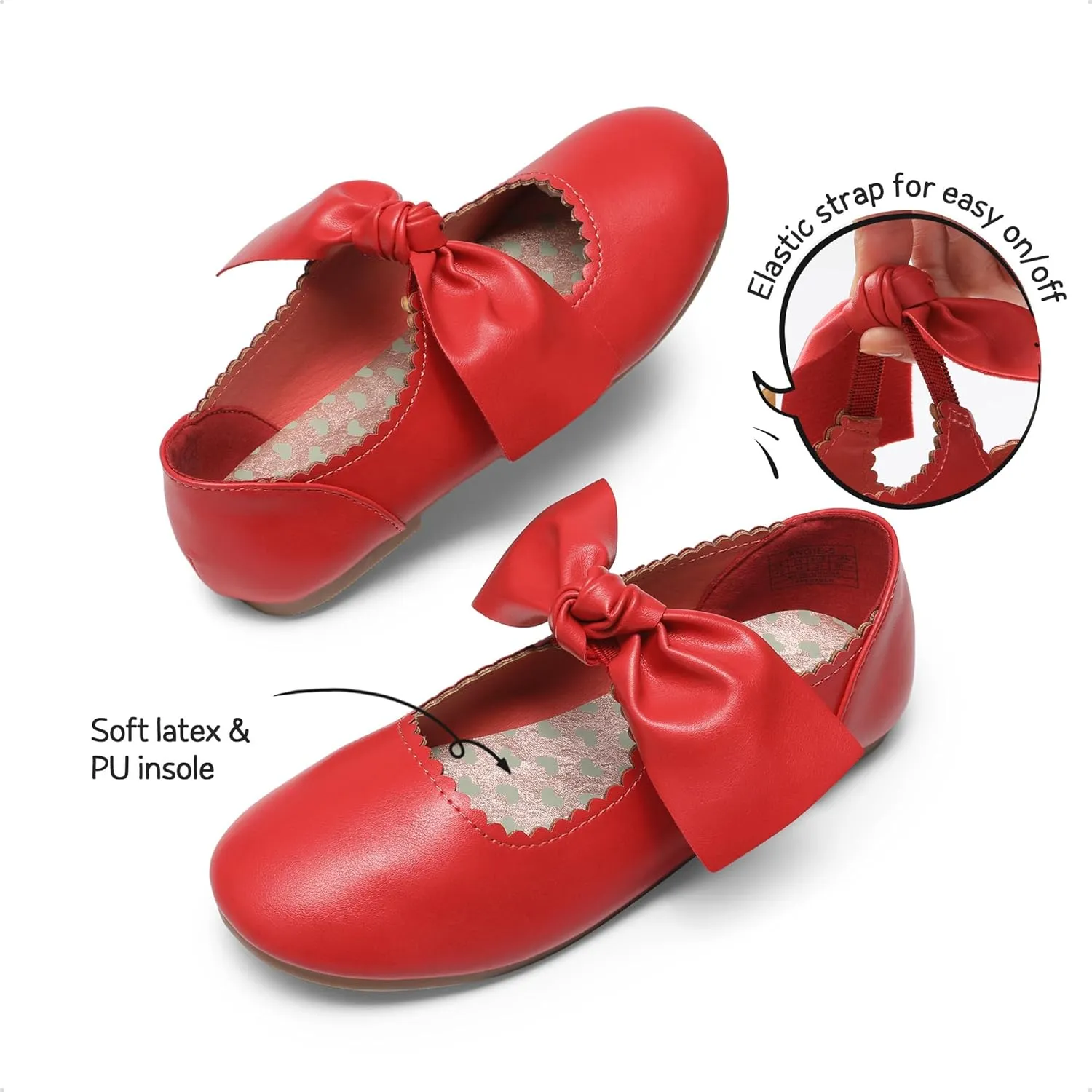 DREAM PAIRS Girls Ballerina Flats Mary Jane Front Bow Dress Shoes