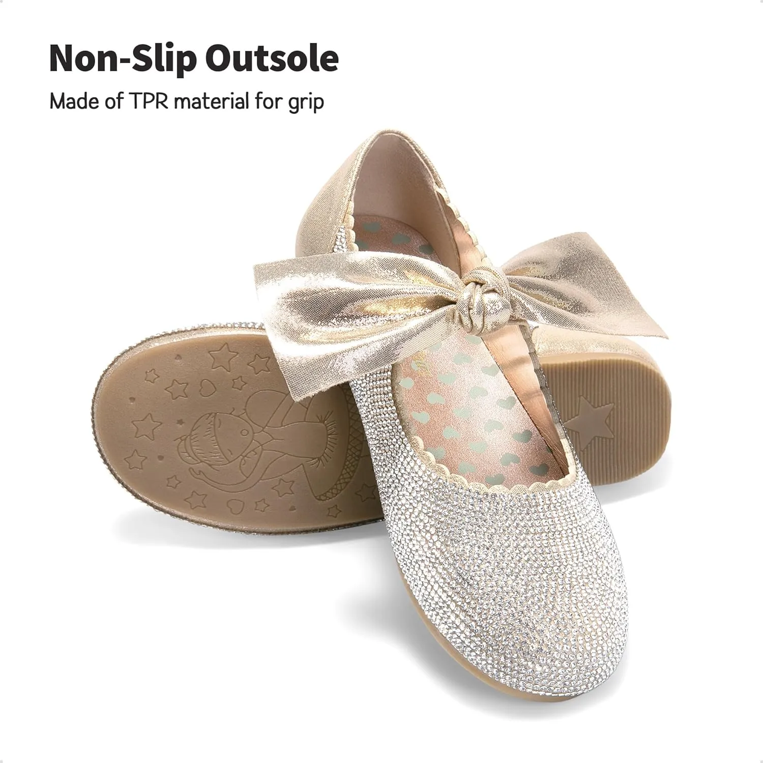 DREAM PAIRS Girls Ballerina Flats Mary Jane Front Bow Dress Shoes
