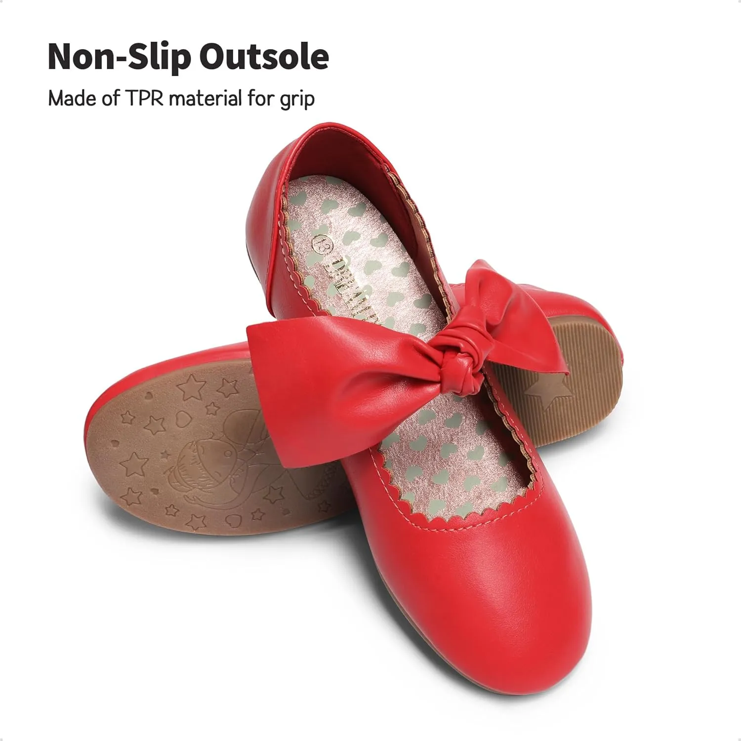 DREAM PAIRS Girls Ballerina Flats Mary Jane Front Bow Dress Shoes