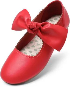 DREAM PAIRS Girls Ballerina Flats Mary Jane Front Bow Dress Shoes