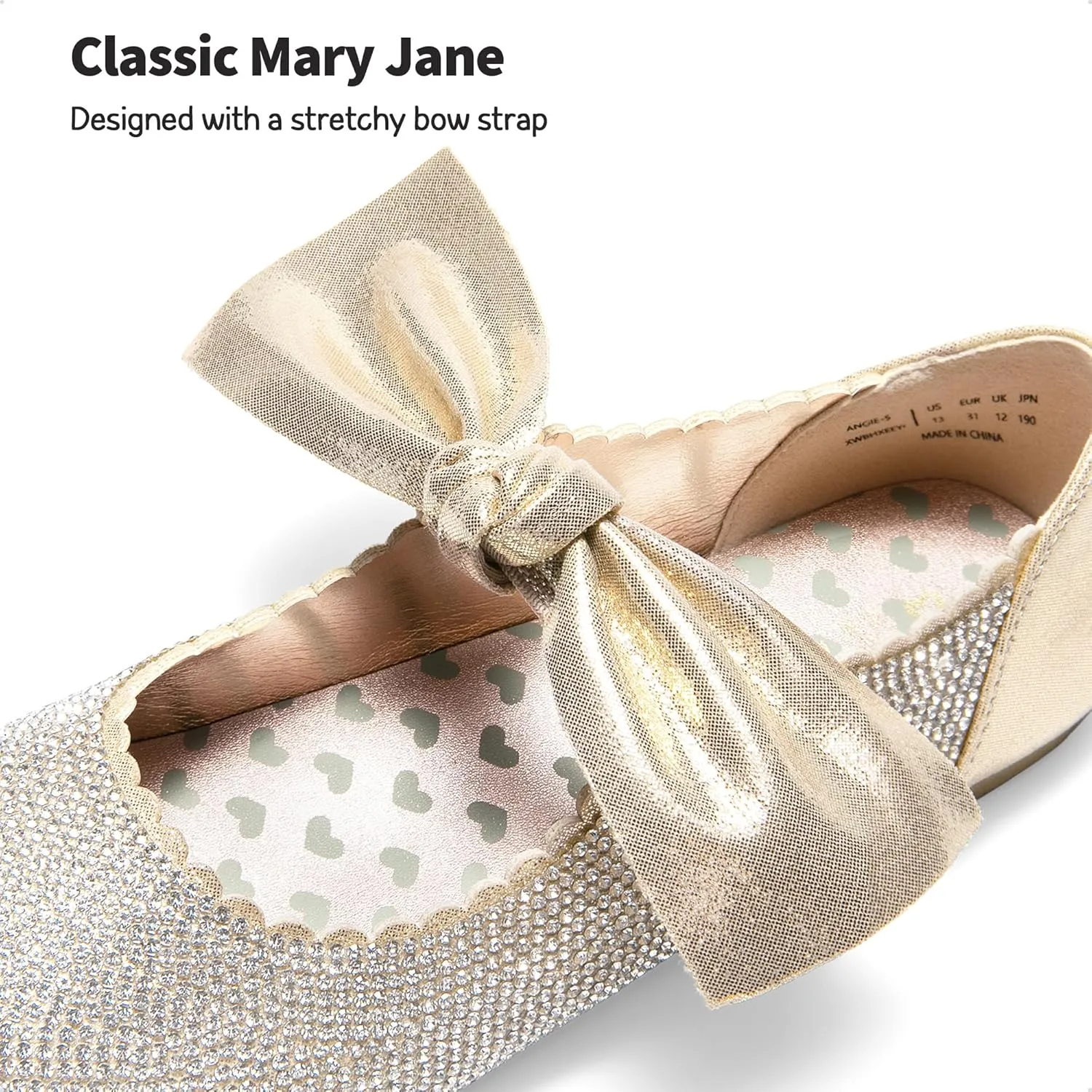 DREAM PAIRS Girls Ballerina Flats Mary Jane Front Bow Dress Shoes