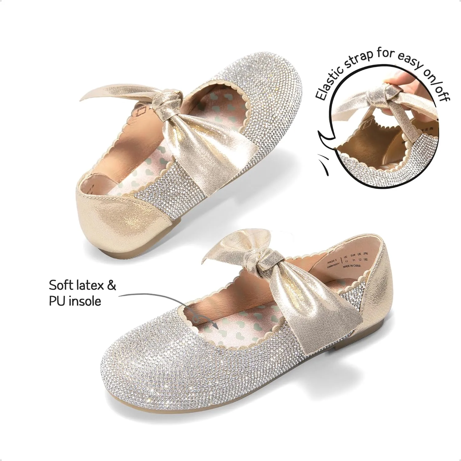 DREAM PAIRS Girls Ballerina Flats Mary Jane Front Bow Dress Shoes