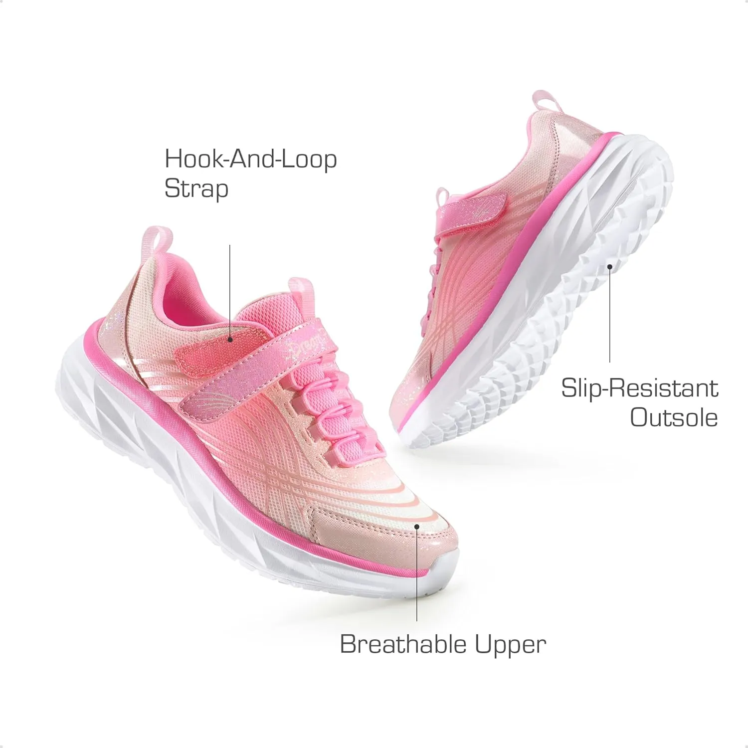 DREAM PAIRS Girls Shoes Sneakers Kids Tennis Shoes Sparkle ColorBurst Lightweight Running Casual Walking Shoes