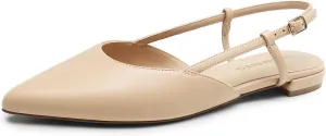 DREAM PAIRS Slingback Flats for Women, Pointed-Toe Elegant Women's Ballet Flats with Buckle Strap, Classic Low Heel Dress Shoes for Casual Work Office Party