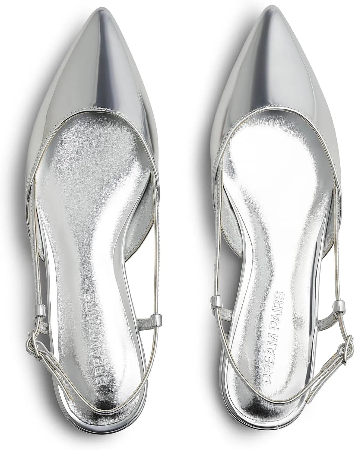 DREAM PAIRS Slingback Flats for Women, Pointed-Toe Elegant Women's Ballet Flats with Buckle Strap, Classic Low Heel Dress Shoes for Casual Work Office Party