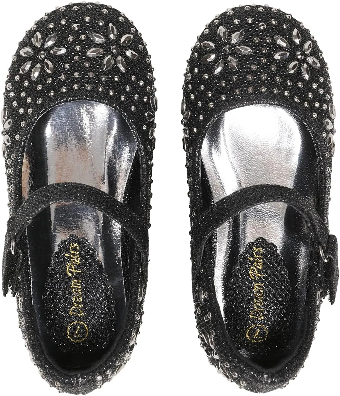 DREAM PAIRS Toddler Girl's Dress Shoes Mary Jane Rhinestone Ballerina Flat for Party, Birthday, Performance, Wedding