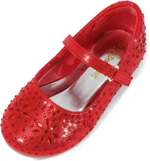 DREAM PAIRS Toddler Girl's Dress Shoes Mary Jane Rhinestone Ballerina Flat for Party, Birthday, Performance, Wedding