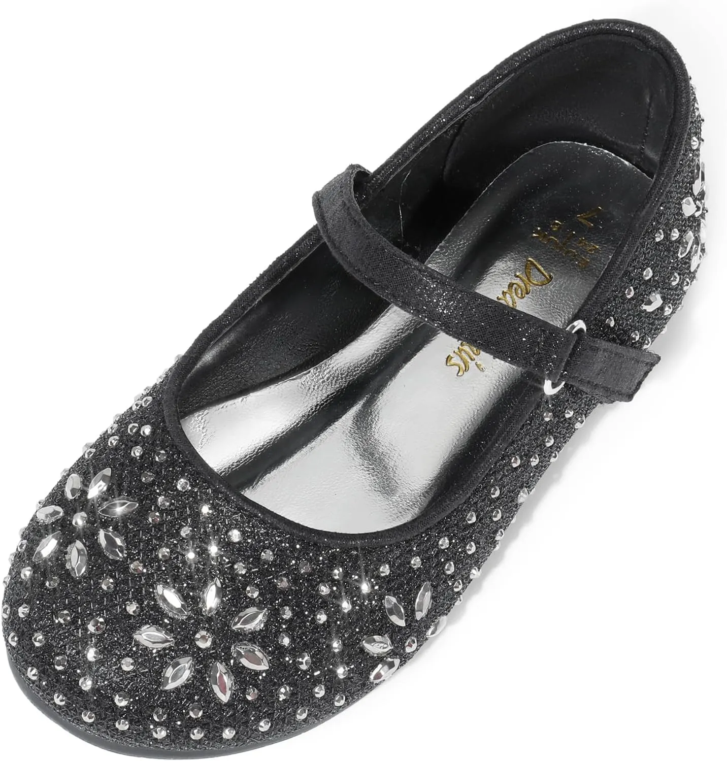 DREAM PAIRS Toddler Girl's Dress Shoes Mary Jane Rhinestone Ballerina Flat for Party, Birthday, Performance, Wedding