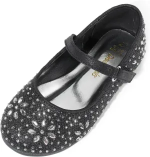 DREAM PAIRS Toddler Girl's Dress Shoes Mary Jane Rhinestone Ballerina Flat for Party, Birthday, Performance, Wedding