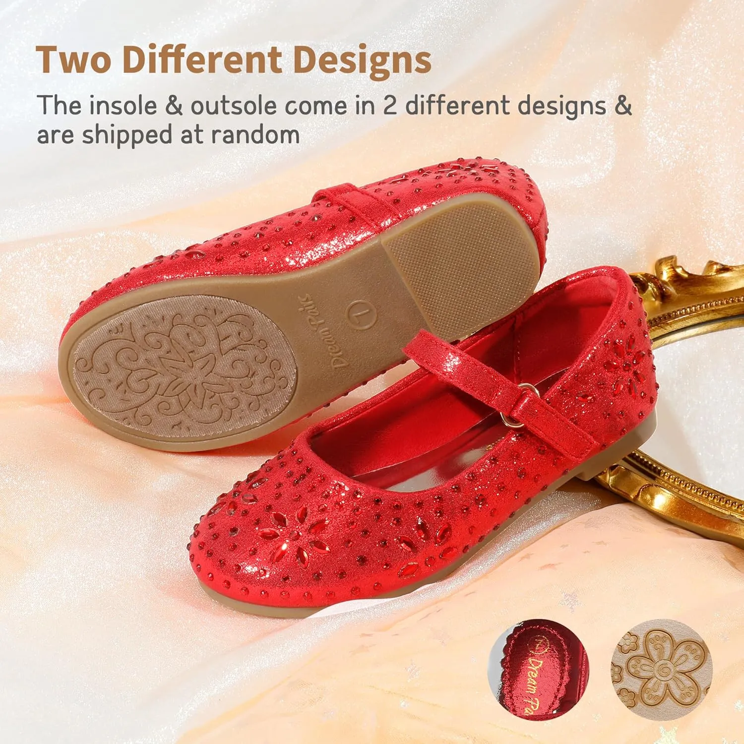 DREAM PAIRS Toddler Girl's Dress Shoes Mary Jane Rhinestone Ballerina Flat for Party, Birthday, Performance, Wedding