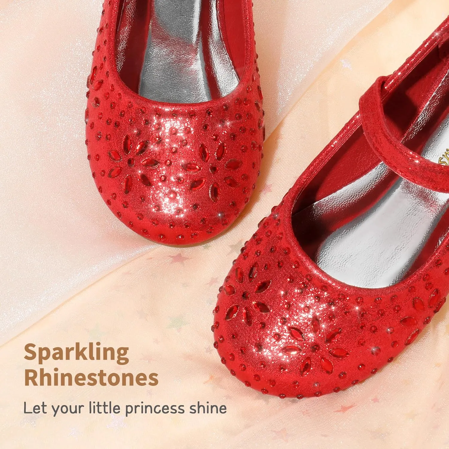 DREAM PAIRS Toddler Girl's Dress Shoes Mary Jane Rhinestone Ballerina Flat for Party, Birthday, Performance, Wedding