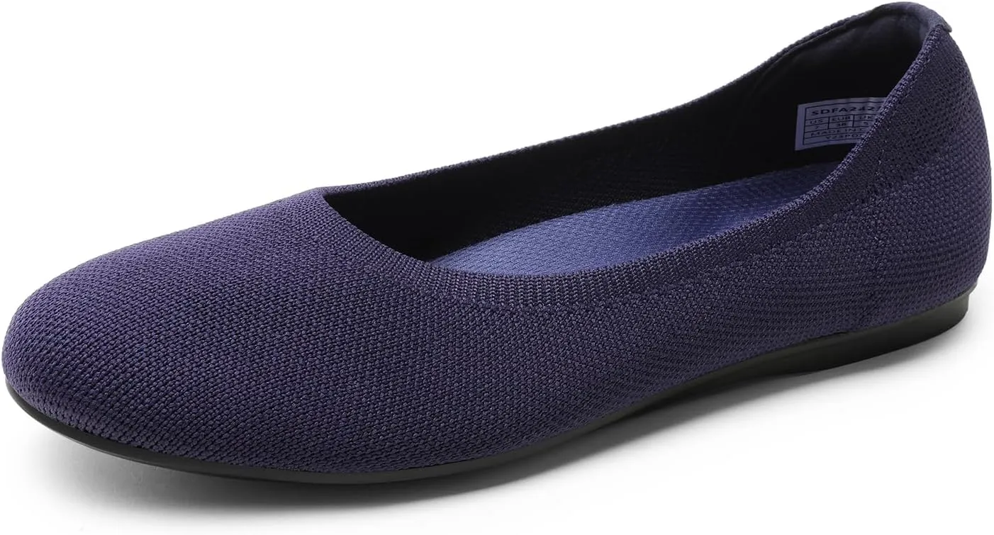 DREAM PAIRS Wide Ballet Flats Shoes for Women, Width Foldable Knit Women's Flats with Arch Support, Comfortable Shoes for Women Dressy Casual Work Office