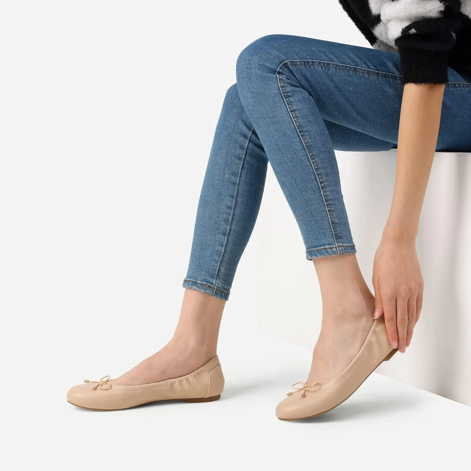 DREAM PAIRS Women's Ballet Flats, Foldable Round Toe Dress Shoes, Comfortable Slip On Work Flat Shoes with Bowknot