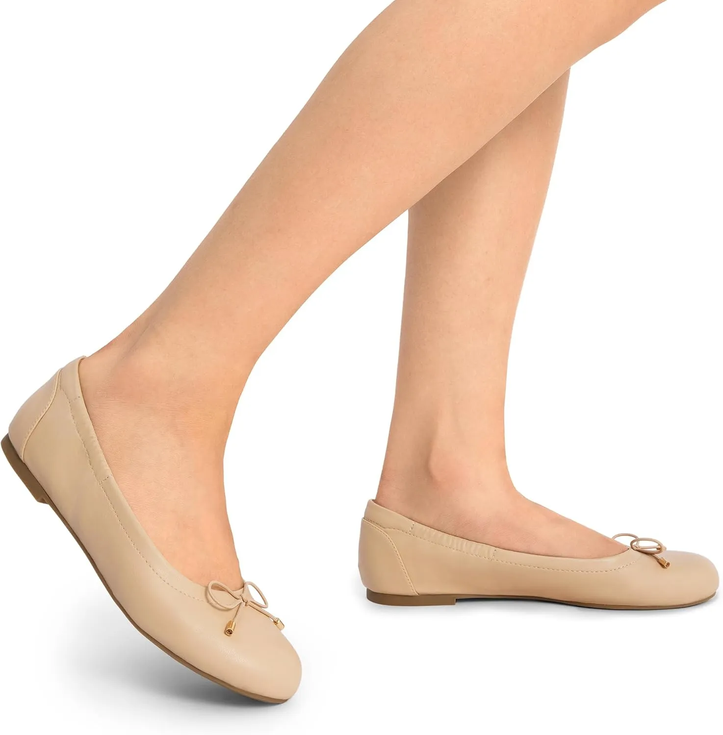 DREAM PAIRS Women's Ballet Flats, Foldable Round Toe Dress Shoes, Comfortable Slip On Work Flat Shoes with Bowknot