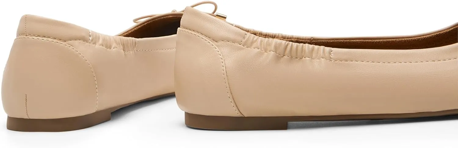 DREAM PAIRS Women's Ballet Flats, Foldable Round Toe Dress Shoes, Comfortable Slip On Work Flat Shoes with Bowknot