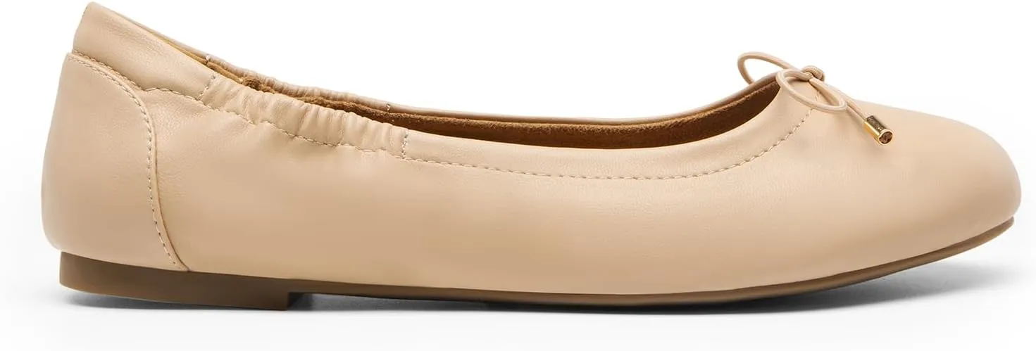 DREAM PAIRS Women's Ballet Flats, Foldable Round Toe Dress Shoes, Comfortable Slip On Work Flat Shoes with Bowknot