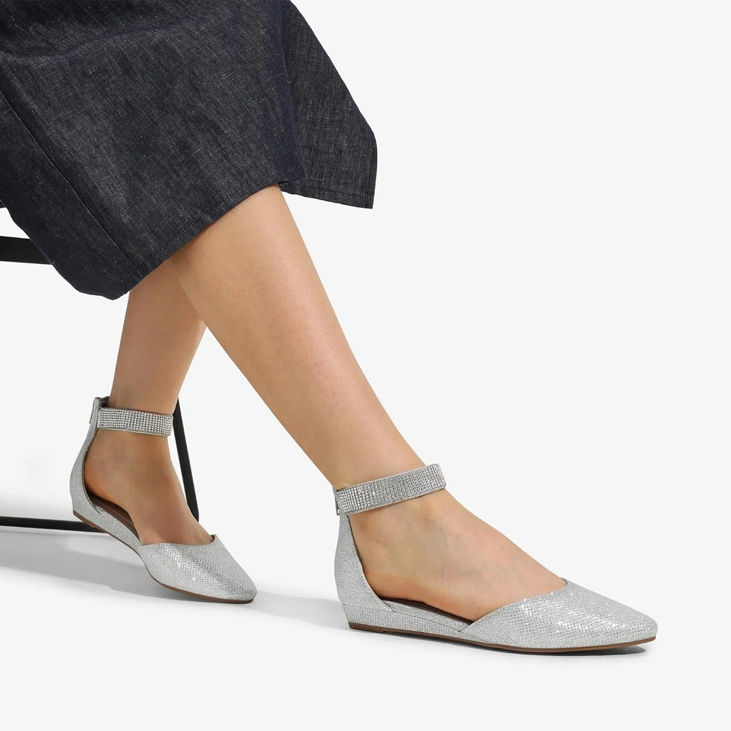DREAM PAIRS Women's Low Wedge Ankle Strap Dress Flats Shoes