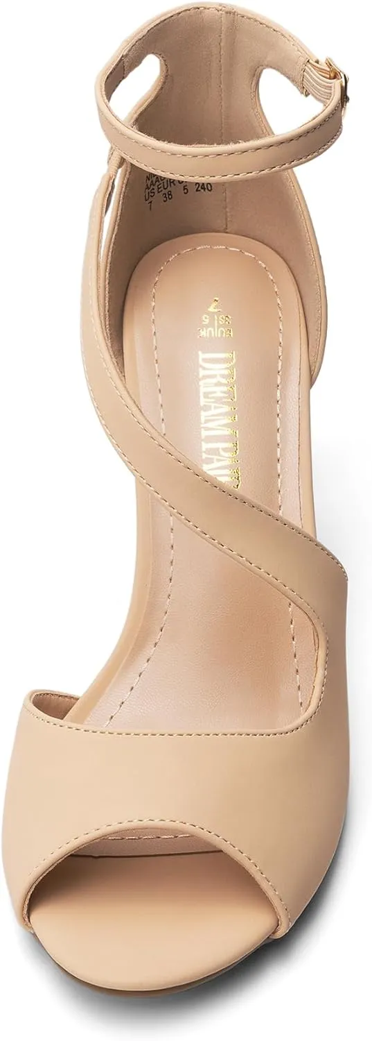 DREAM PAIRS Women's NILE Fashion Stilettos Open Toe Pump Heel Sandals