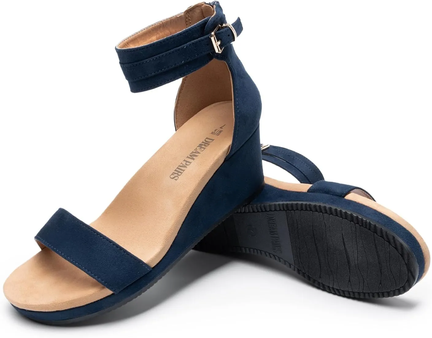 DREAM PAIRS Women's Open Toe Buckle Ankle Strap Platform Wedge Sandals Summer Shoes.